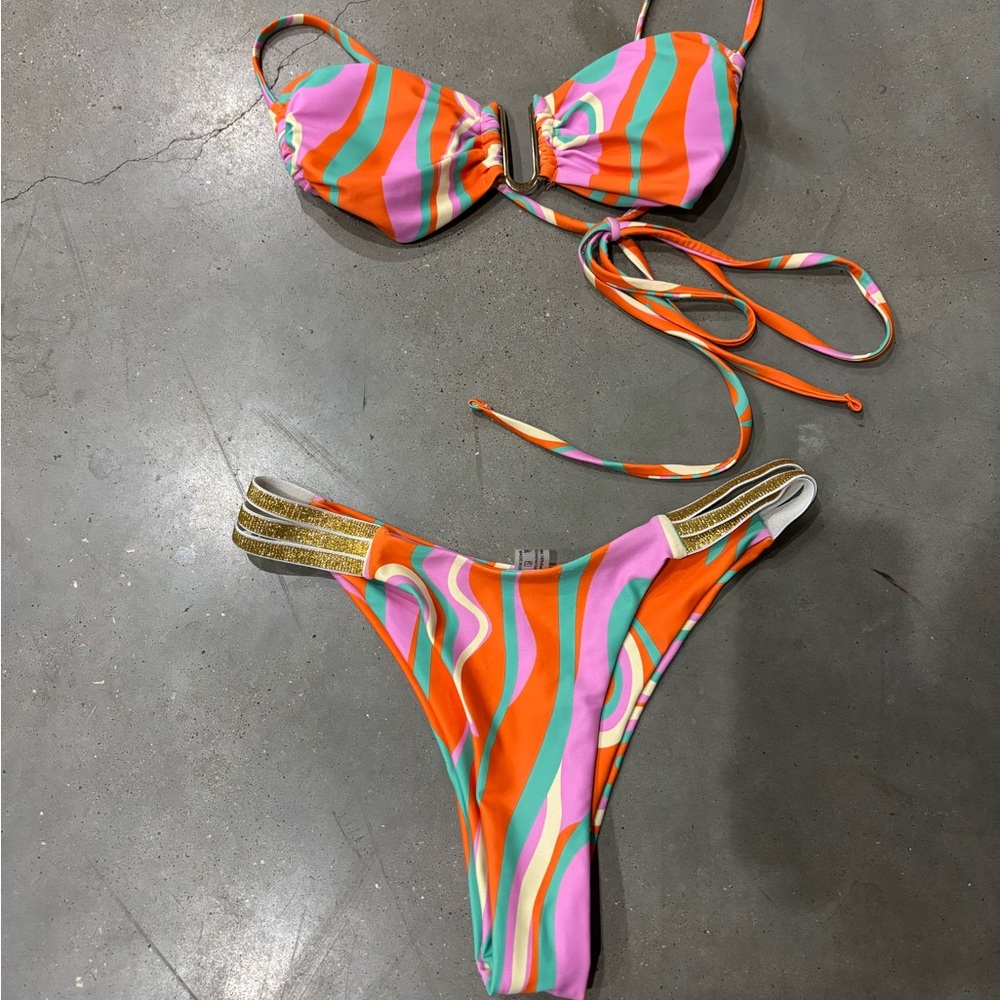 Multicolor Striped Bikini